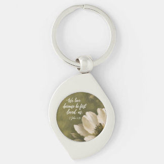 WE LOVE BECAUSE HE FIRST LOVED US | Wedding Gift Keychain