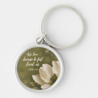 WE LOVE BECAUSE HE FIRST LOVED US | Wedding Gift Keychain