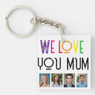 WE LOVE GIFT, EDIT ADD PHOTO TILE RAINBOW WE LOVE. KEYCHAIN