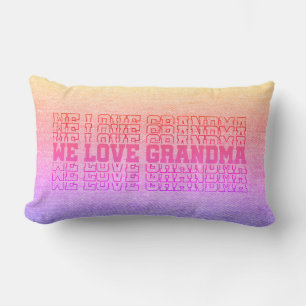 We Love Grandma - Pink on Pink Denim Look Lumbar P Pillow