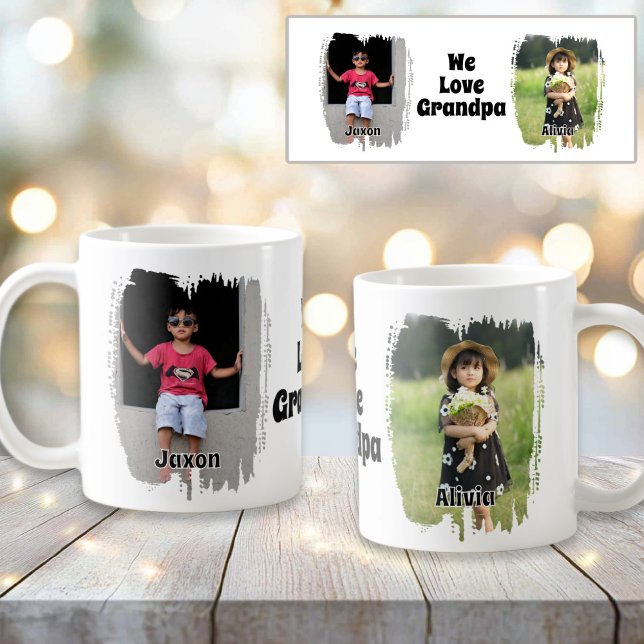 We Love Grandpa Fully Customizable Two Photo Coffee Mug (We Love Grandpa Fully Customizable Two Photo Coffee Mug)