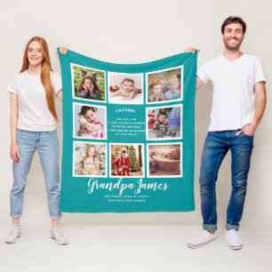 We LOVE GRANDPA POEM - Photo Collage Grandkids Fleece Blanket