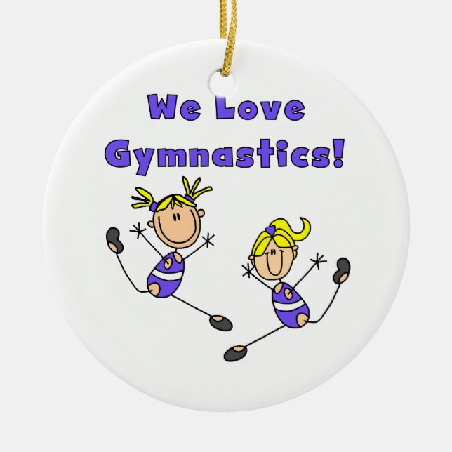 We Love Gymnastics Ceramic Ornament (Front)
