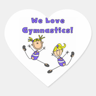 We Love Gymnastics Heart Sticker