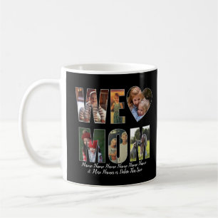 We Love Heart Mom Add Photos Names Text on Black Coffee Mug