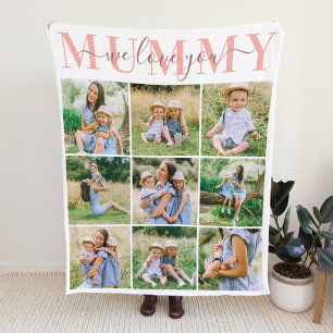 We Love Mummy Blush Mother's Day Photo Collage Fleece Blanket