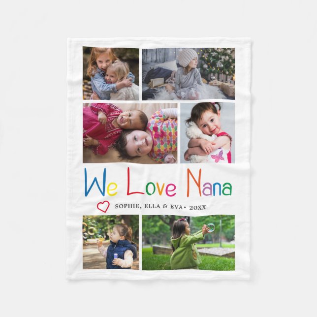 We Love Nana Photo Collage Fleece Blanket (Front)
