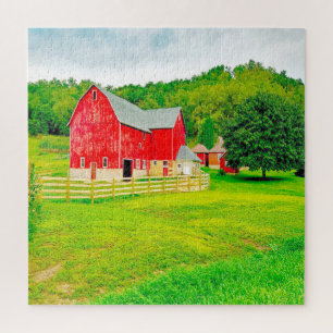 We love Old Barns in Wisconsin. Jigsaw Puzzle