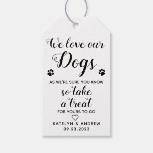 We Love Our Dogs Biscuit Bar Dog Treat Wedding Gift Tags