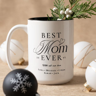 We Love You Best Mom Ever Personalized Christmas Two-Tone Coffee Mug
