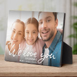 We Love you Brush Script Custom Name Photo Plaque<br><div class="desc">This trendy brush script calligraphy design reading WE LOVE YOU over your custom names and message makes for a beautiful photo plaque gift for any family member. Here it reads "Grandma" but this is easily customizable to read Mother,  Father,  or any name you wish.</div>