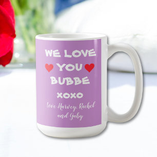 We Love You Bubbe - Personalized Mauve with Hearts Coffee Mug
