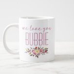 We Love You Bubbie Pink Floral Large Coffee Mug<br><div class="desc">This awesome mug that says, "we love you Bubbie" in pink modern fonts with a watercolor floral bouquet accent is perfect for giving to your grandmother on any holiday - Christmas, Hanukkah, Valentine's Day or Mother's Day. She'll love it just like she loves you and will smile and think of...</div>