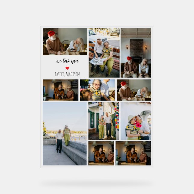 We Love You Custom Family Photo Collage  Acrylic Sign (Front)