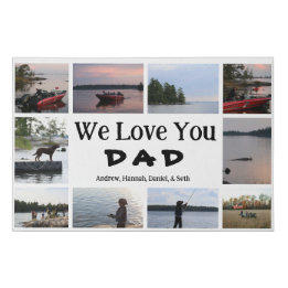 We Love You Dad | 10 Customizable Photos & Names Faux Canvas Print