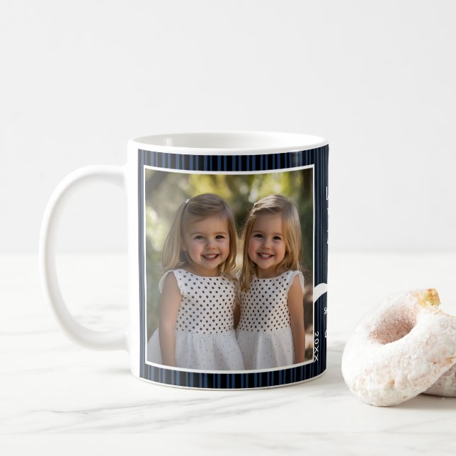 We Love You Dad 2 Photo Custom Stripe Modern P203 Coffee Mug (With Donut)