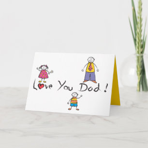 We Love You Dad Cartoon Family Happy Father's Day Card