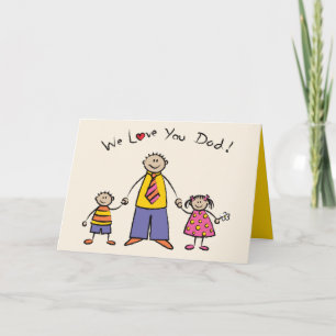 We Love You Dad Cartoon Family Happy Father's Day Card