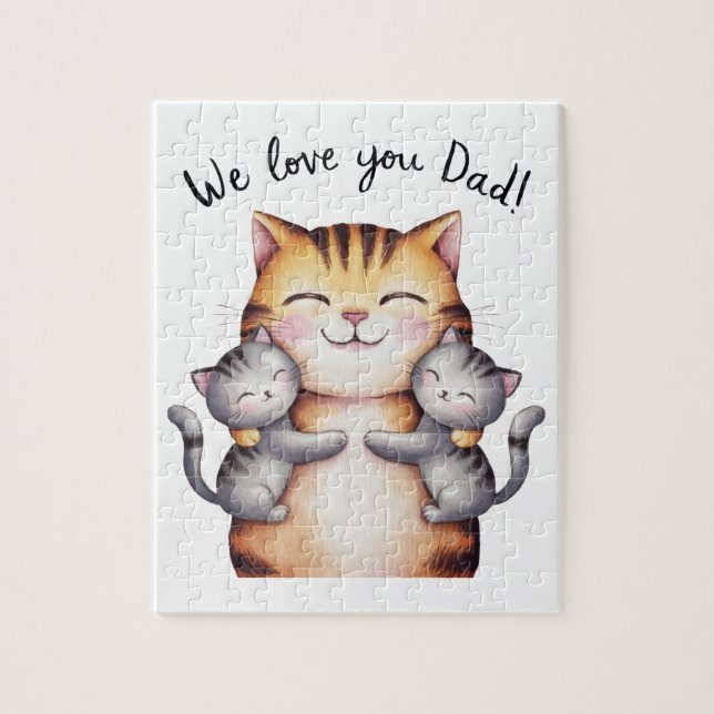We Love You Dad Cat Jigsaw Puzzle (Vertical)