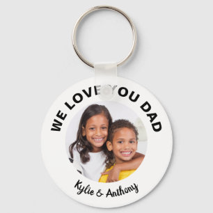 We Love You Dad Custom Photo and Names White Keychain