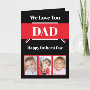 We love you Dad Father's Day black red photo Card