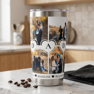 We Love You Dad Heart Personalized Photo Collage Insulated Tumbler