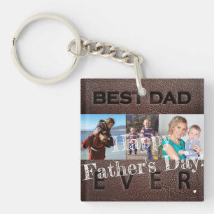 We love you dad personalized 3 photo collage keychain