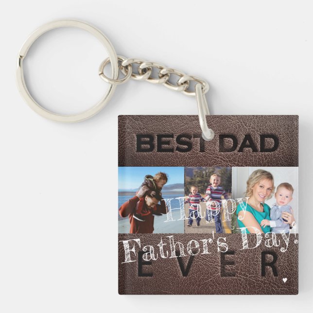 We love you dad personalized 3 photo collage keychain (Front)