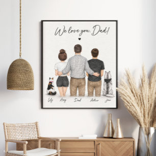 We Love You Dad Personalized Family Portrait Poster
