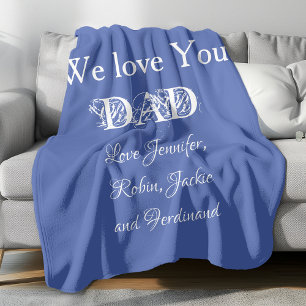  We Love You Dad Script Kids Names Simple Cute  Fleece Blanket