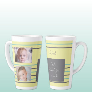 We love you Dad yellow and green with photos Latte Mug