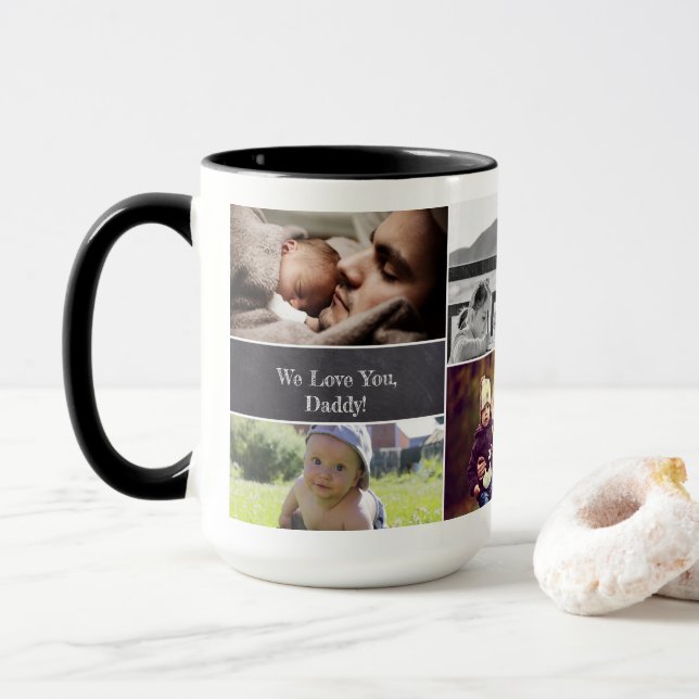 We love you Daddy Customizable Photo collage Mug (With Donut)
