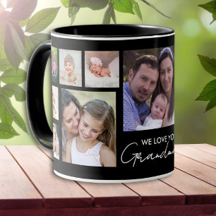 We Love You Grandma 13 Photo Collage Black   Mug