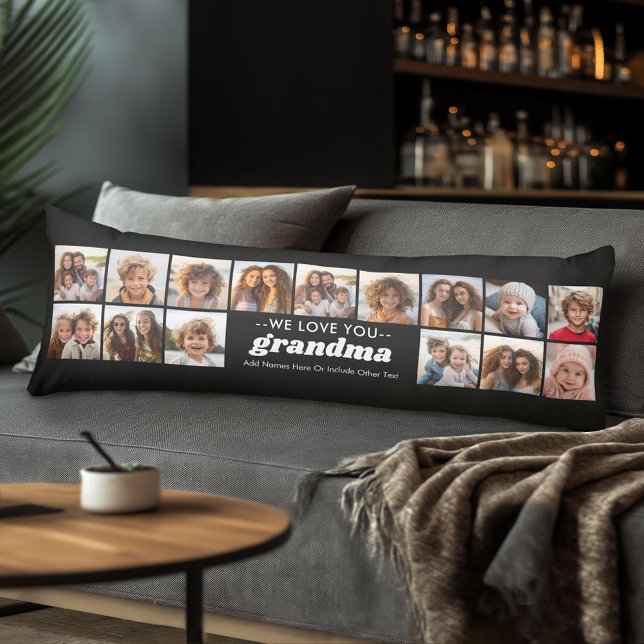 We Love You Grandma - 15 Photo Collage Body Pillow (Body Pillow with Photo Collage)