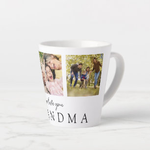We Love You Grandma 3 Photo Personalized Monogram Latte Mug