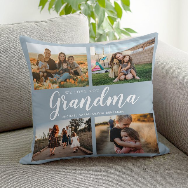 We Love You Grandma 4 Photo Collage Throw Pillow (Creator Uploaded)
