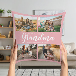 We Love You Grandma 4 Photo Collage Throw Pillow