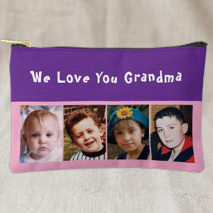 We love you grandma 4 photo pink purple accessory pouch