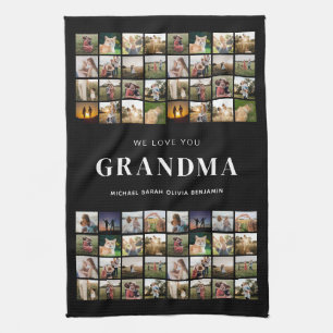 We Love You Grandma 64 Photo Collage Kitchen Towel
