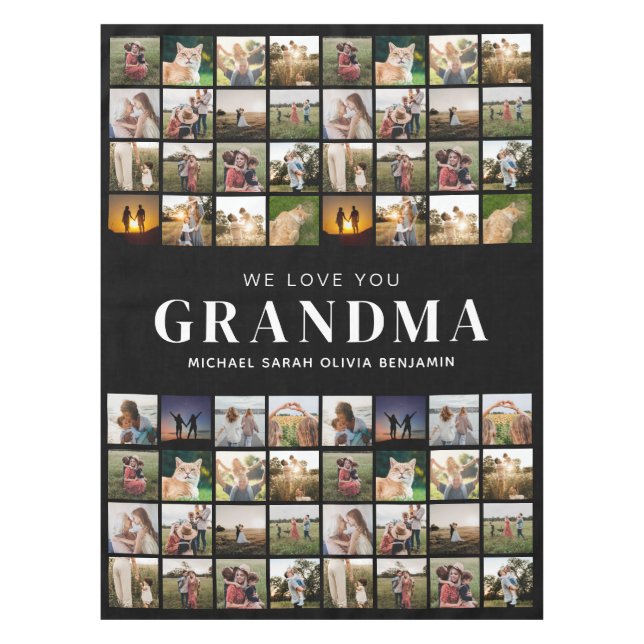 We Love You Grandma 64 Photo Collage Tablecloth (Front)