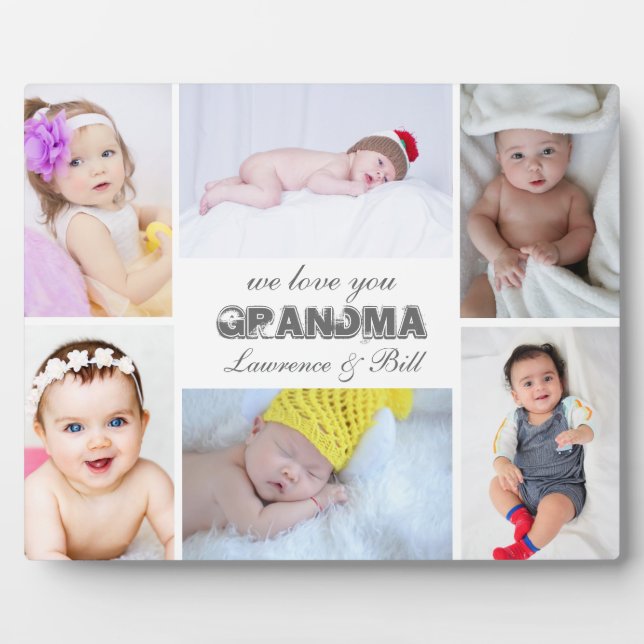 We Love You Grandma 6 Photo Collage Plaque (Front)