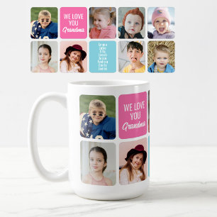 We Love You Grandma 8 Grandkids Custom Photo Coffe Coffee Mug