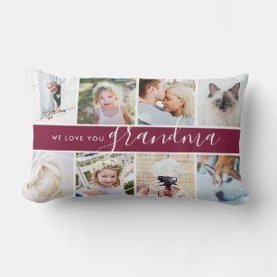 We love you Grandma! Custom Photo Gift Lumbar Pillow