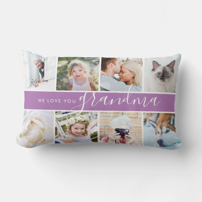 We love you Grandma! Custom Photo Gift Lumbar Pillow (Front)