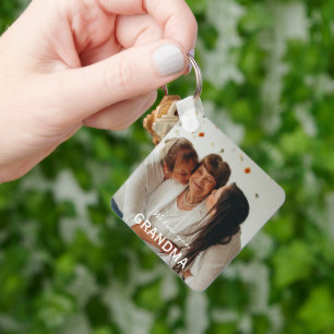 We love you grandma custom photo keychain