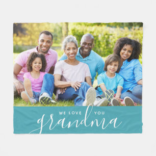 We Love You Grandma Custom Photo Mother's Day Gift Fleece Blanket