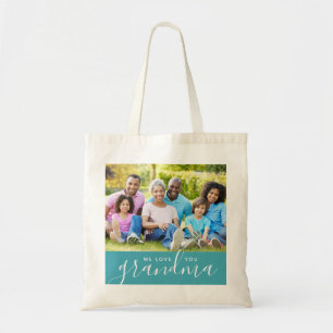 We Love You Grandma Custom Photo Mother's Day Gift Tote Bag