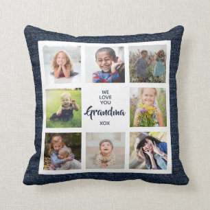 We Love You Grandma Custom Pillow with 8 Photos 