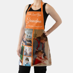 We Love You Grandma Elegant Orange 5 Photo Apron