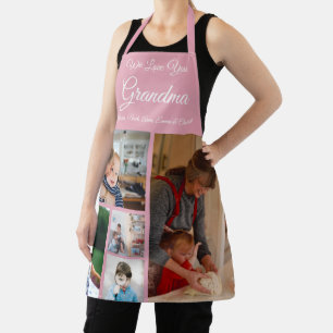 We Love You Grandma   Elegant Pink 5 Photo Apron
